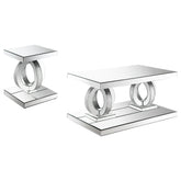 Breena 2-piece Mirrored Coffee and End Table Set Silver